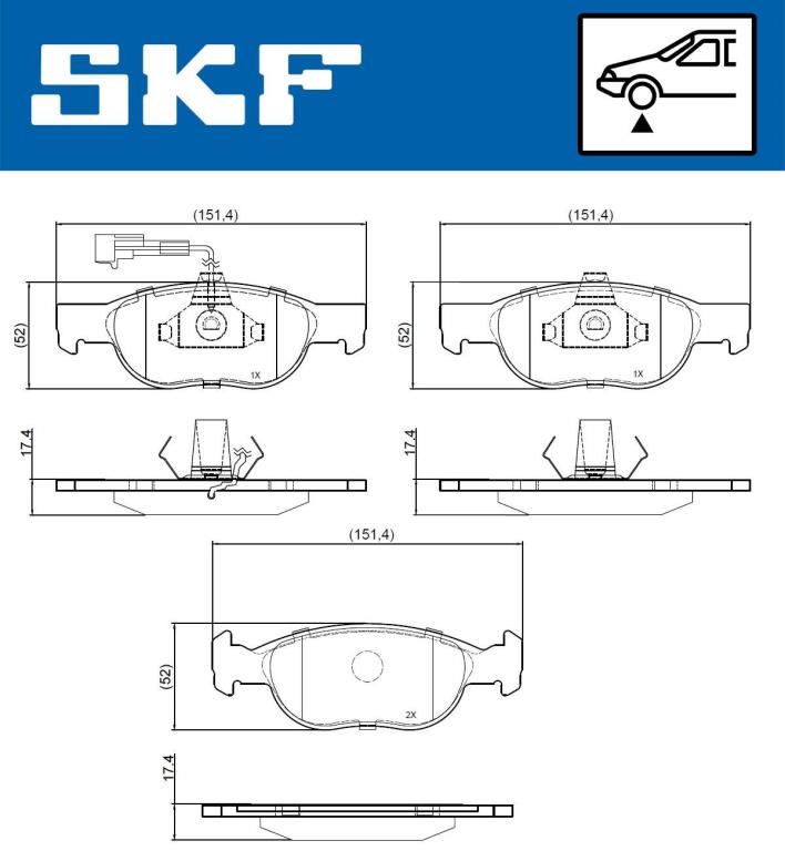 Jeu de 4 plaquettes de frein SKF ref. VKBP 80777 E